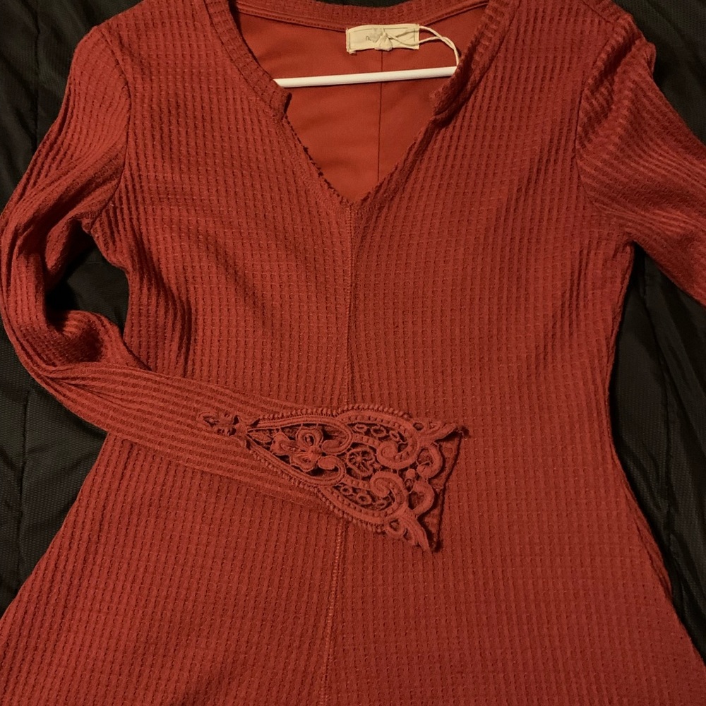 Deep Orange Short, Long Sleeve Dress